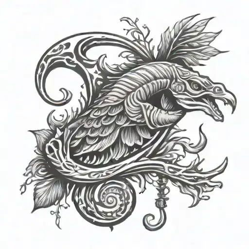 turkey foot deer antler fish hook tattoo design idea