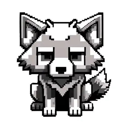 cute Minecraft wolf sitting stencil tattoo design idea