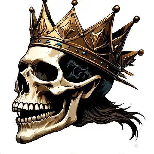 "Warlord " "Warlord " wary skull wearing a crown tattoo design idea