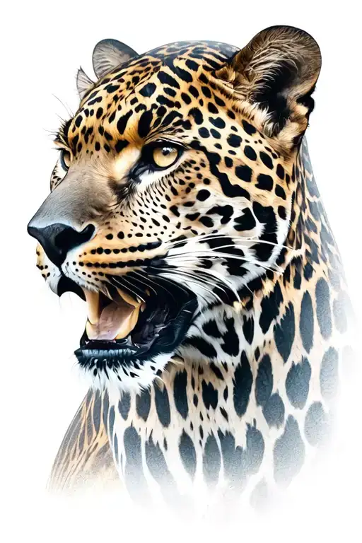 4k Ultra Realistic jaguar face, sense of deepness. tattoo design idea