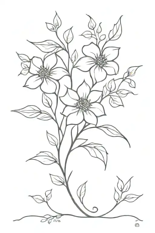 floral and vines growing tattoo design idea