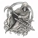 grim reaper with a scythe tattoo design idea