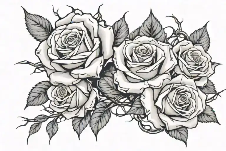 roses wrapped in barb wire tattoo design idea