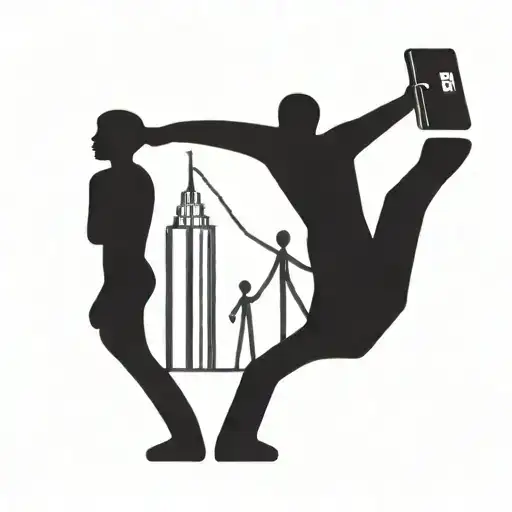 skyscrapers with two standing infront tattoo design idea