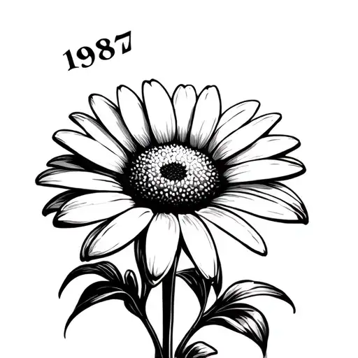 daisy with the Roman numerals 1987 tattoo design idea