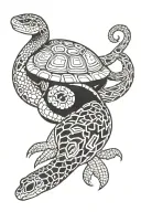 ball python eating sea turtle tattoo design idea