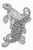 ball python eating sea turtle tattoo design idea