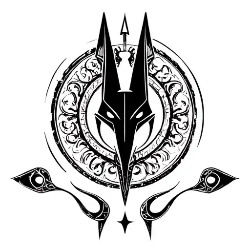 anubis round logo tattoo design idea