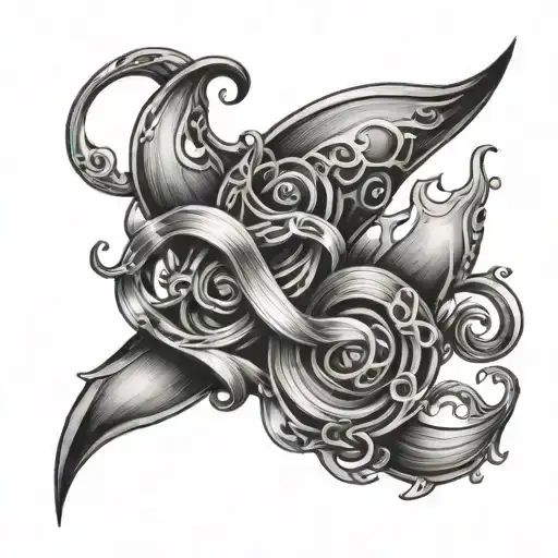 Taurus Aquarius cancer ribbon tattoo design idea
