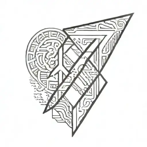 a tattoo featuring the tònlist rune, and the ansuz rune. tattoo design idea