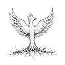 phoenix rising from tree tattoo design idea