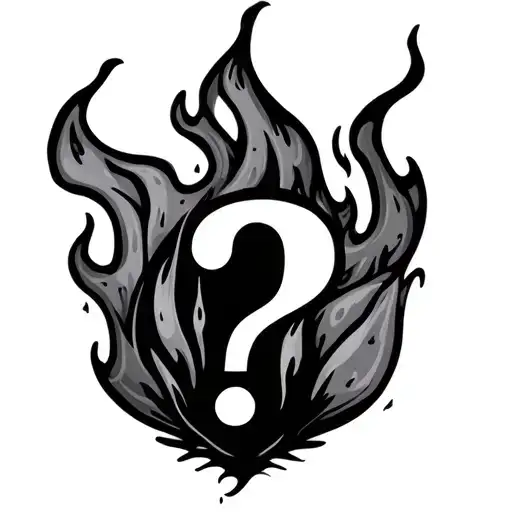 flame with question mark behind it tattoo design idea