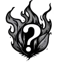 flame with question mark behind it tattoo design idea