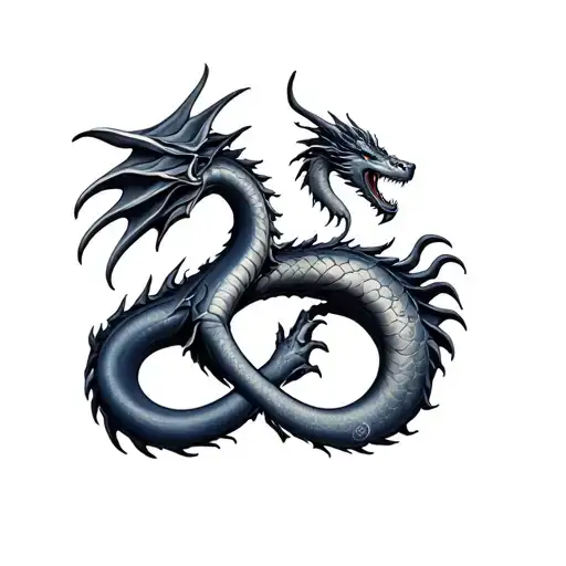 earth dragon infinity symbol with taurus zodiac sign tattoo design idea