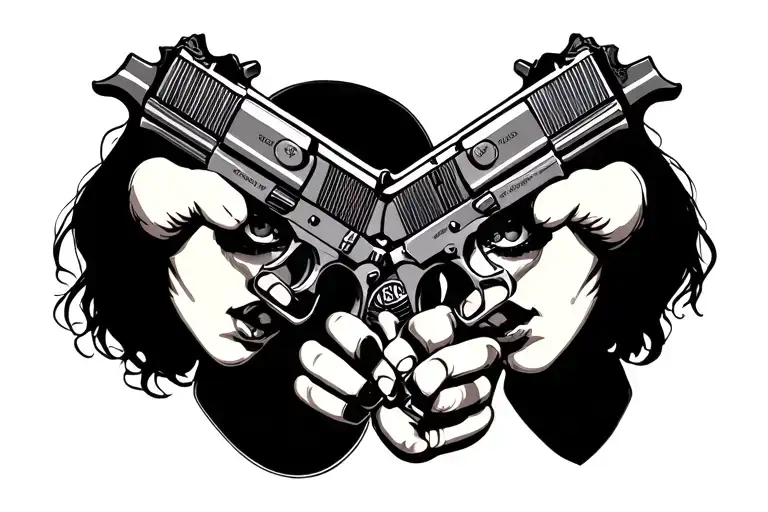 gangster money guns girls tattoo design idea
