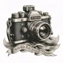 old ship being photographed by a old camera tattoo design idea