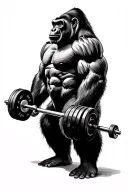 silverback gorilla lifting weights tattoo design idea