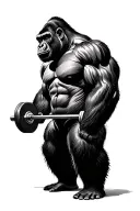silverback gorilla lifting weights tattoo design idea