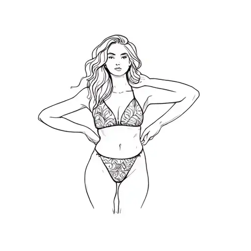 a woman in a bikini tattoo design idea