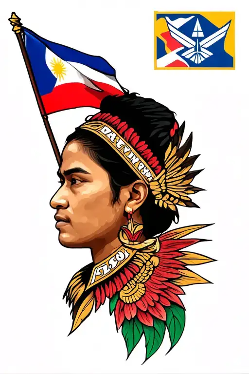 Filipino igorot tribal tattoo with Philippine flag and Air Force logo tattoo design idea