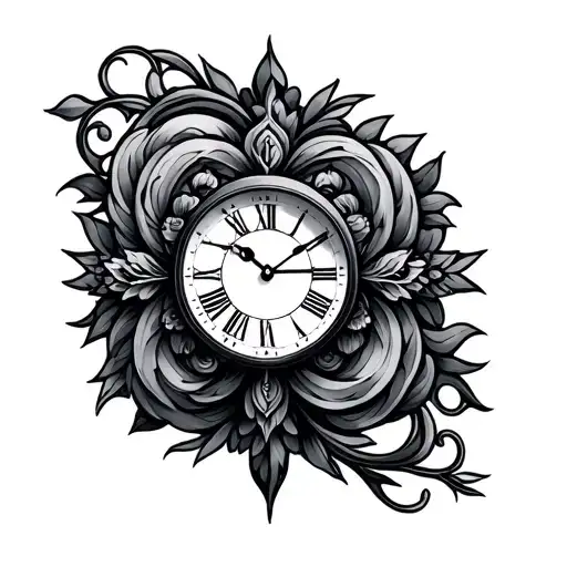 a symbolic tattoo Wich represents fate , the time , in a pretty style  tattoo design idea