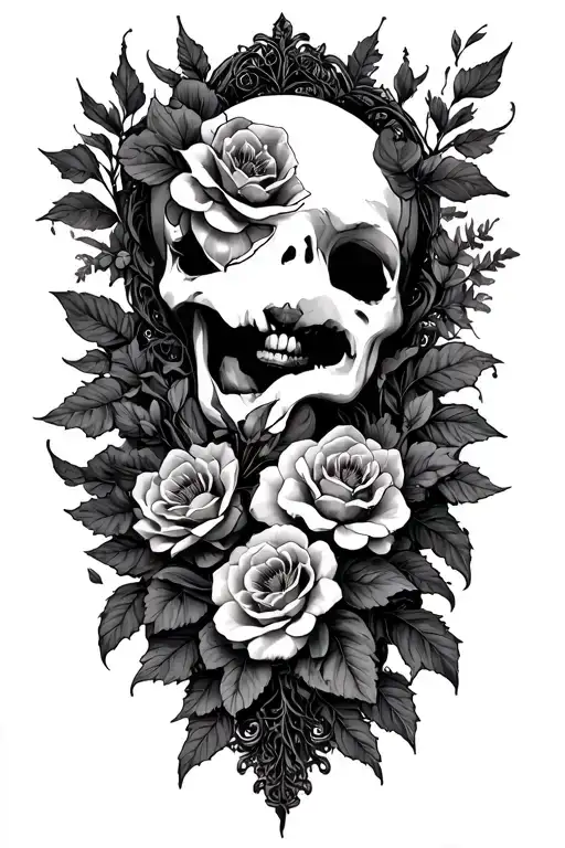 dark goth nature ornamental  tattoo design idea
