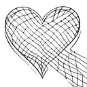 3d heart 1/2 overlayed by a thin net sliding off tattoo design idea