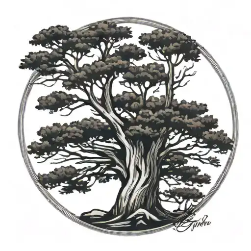 cypress tree with 3 kids names in a circle tattoo tattoo design idea