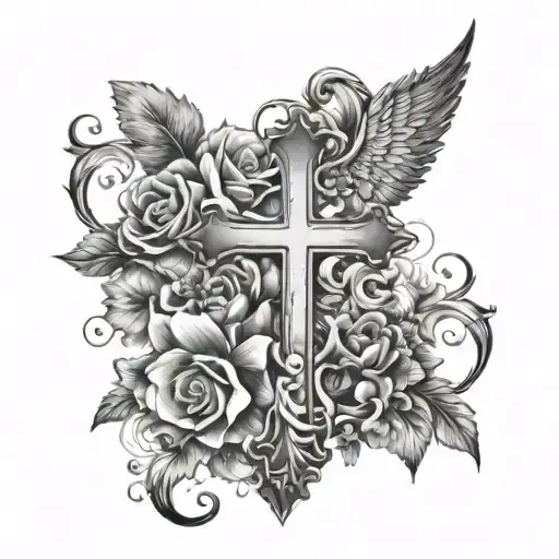 I want the scripture Proverbs 3:15 with a cross, bible, and flowers in the design tattoo design idea
