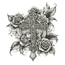 I want the scripture Proverbs 3:15 with a cross, bible, and flowers in the design tattoo design idea