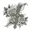 I want the scripture Proverbs 3:15 with a cross, bible, and flowers in the design tattoo design idea