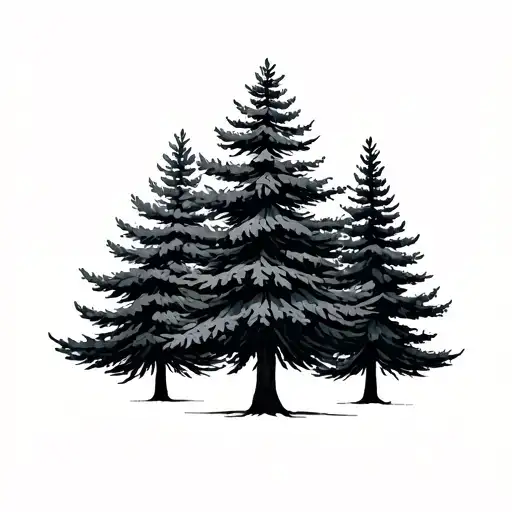 evergreen trees tattoo design idea