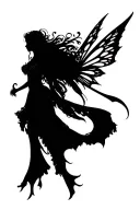 "Flowing gown" Dark Fairy tattoo design idea