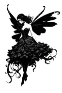 "Flowing gown" Dark Fairy tattoo design idea