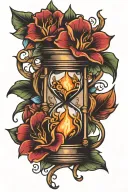Hourglass flower candle burning tattoo design idea