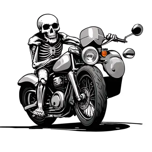 Skeleton riding A motorcycle tattoo design idea