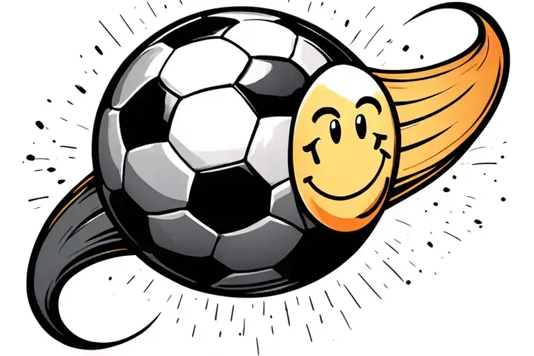 infinity symbol with smiley face and soccer ball morphing tattoo design idea