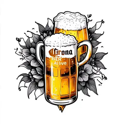 corona beer alive tattoo design idea