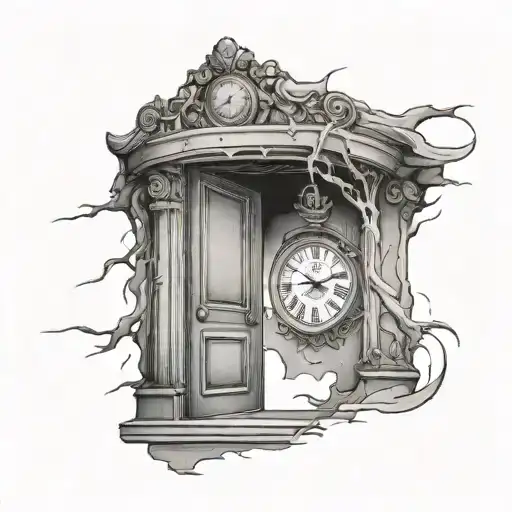 The door opens and a clock comes out. tattoo design idea