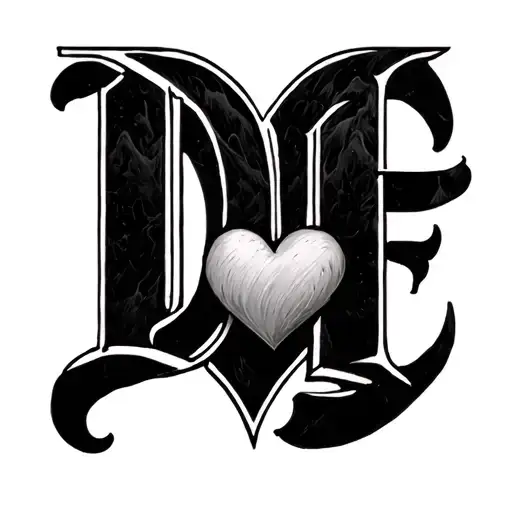 DF initials WITH A HEART tattoo design idea