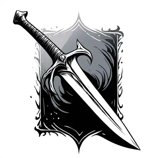 Viking sword piercing tattoo design idea