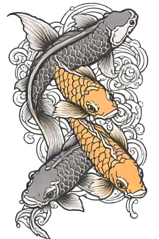 2 baby koi fish tattoo design idea
