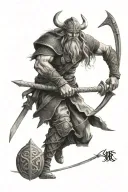 viking warrior with rune tattoo design idea