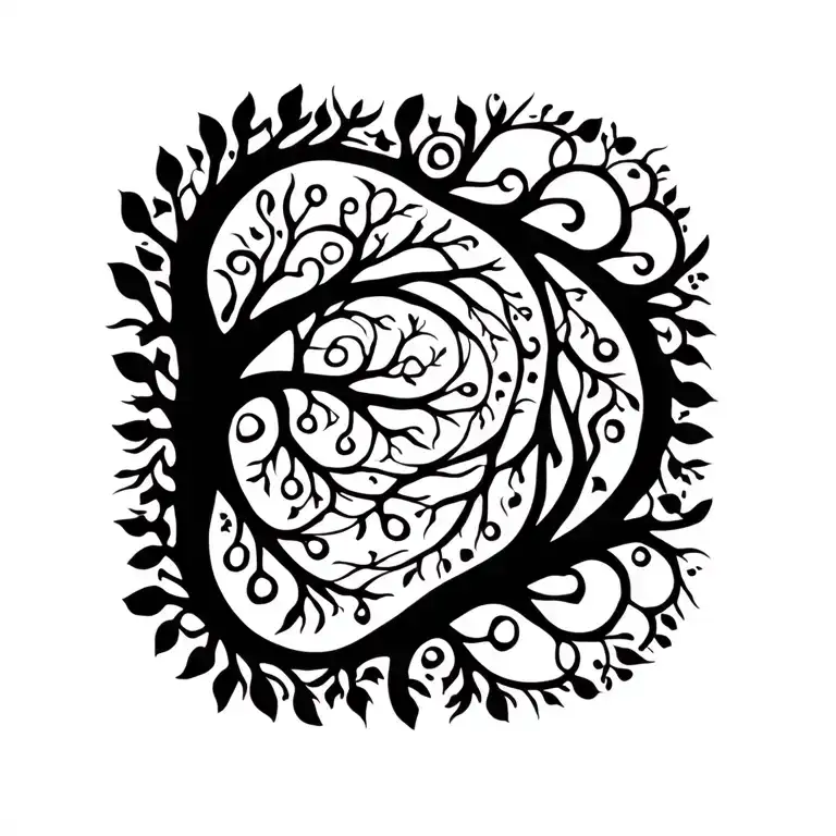 eternal love of family, infinity and timespace tree symbolism universal tattoo design idea