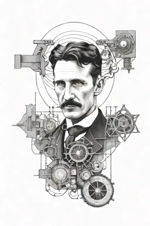 nikola tesla electrical plans tattoo design idea