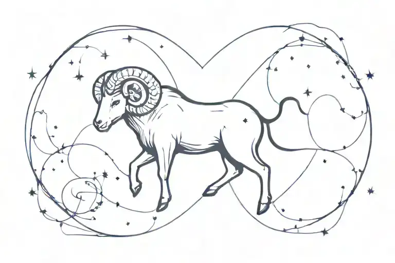 the constellation of the zodiac sign is Aries without horns and the animal itself, namely the stars tattoo design idea