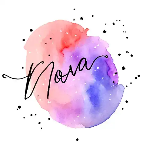 constellation Vulpecula with the word ‘Nova’ in handwritten cursive — artistic but minimal tattoo design idea
