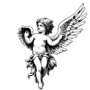 black cherub angel tattoo design idea