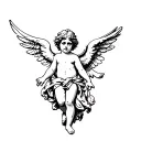 black cherub angel tattoo design idea