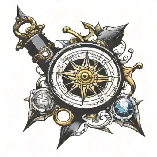 broken compass tattoo design idea